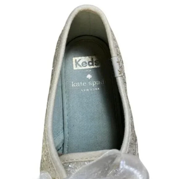 Keds by Kate Spade Champion Glitter Sneakers White Sheer Ribbon Laces Size 7 EUC - Picture 10 of 12
